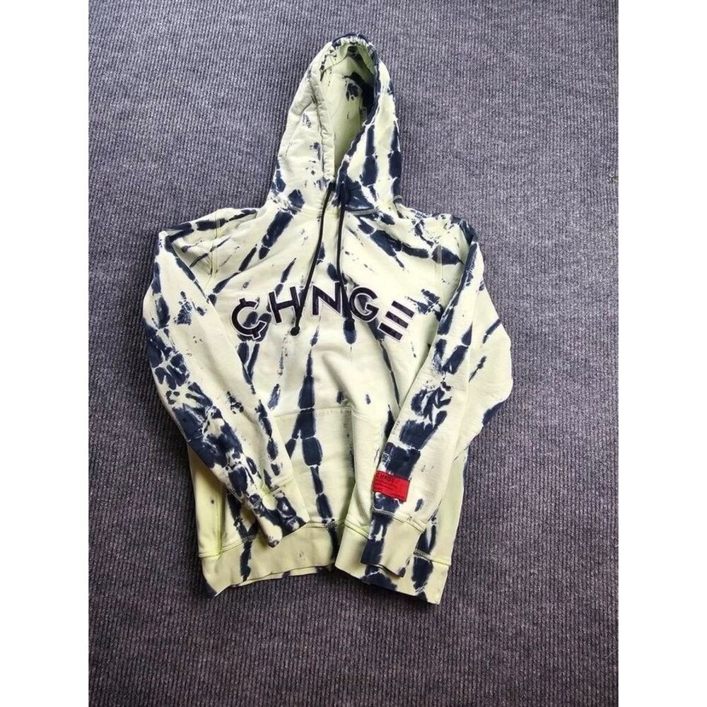 CHNGE Yellow splotch Tie Dye University Hoodie  Retail Current - Size Small